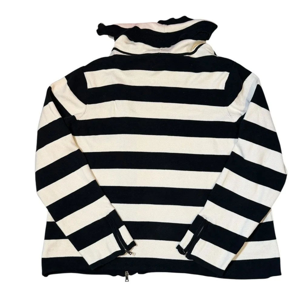 Lane Bryant Asymmetric Zip Moto Sweater Jacket Cotton Sweater Black White 22/24